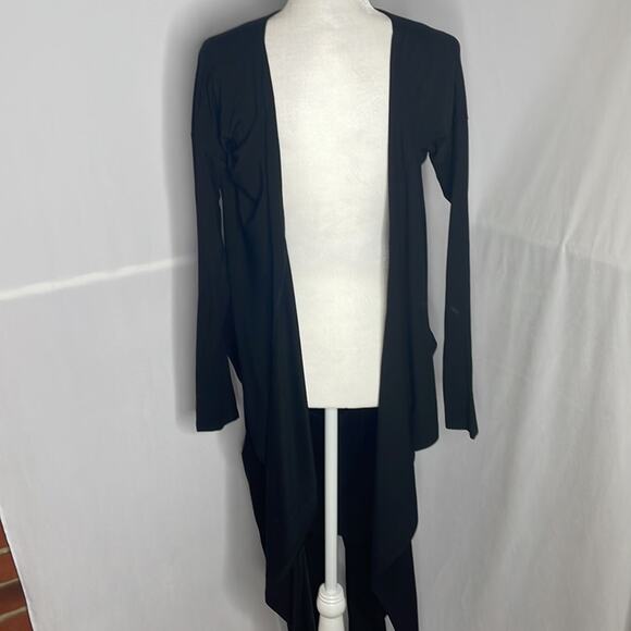 Bobi black Los Angeles black jogger jumpsuit. Unique wrap top - Picture 3 of 8